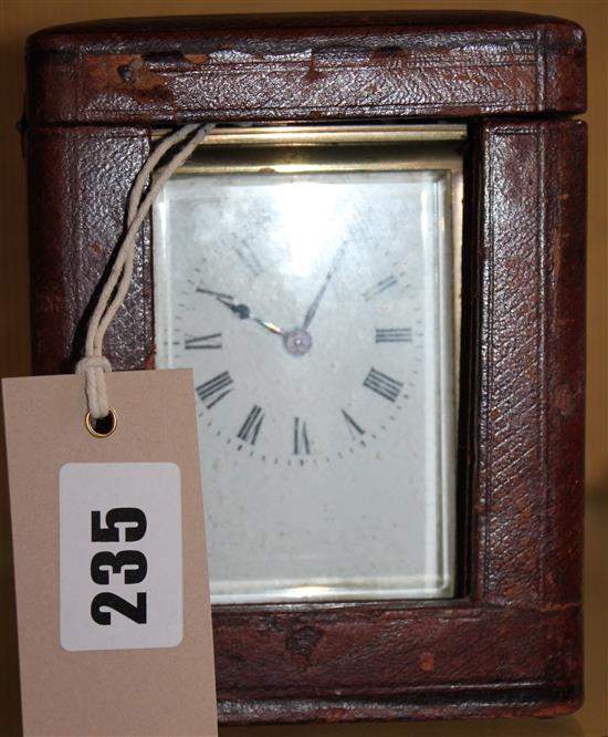Cased brass carriage timepiece